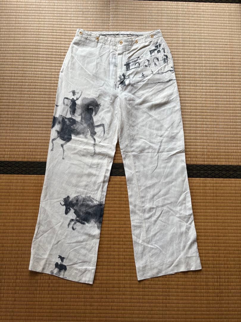 90's polo ralph lauren シルクリネン ペイント パンツ
