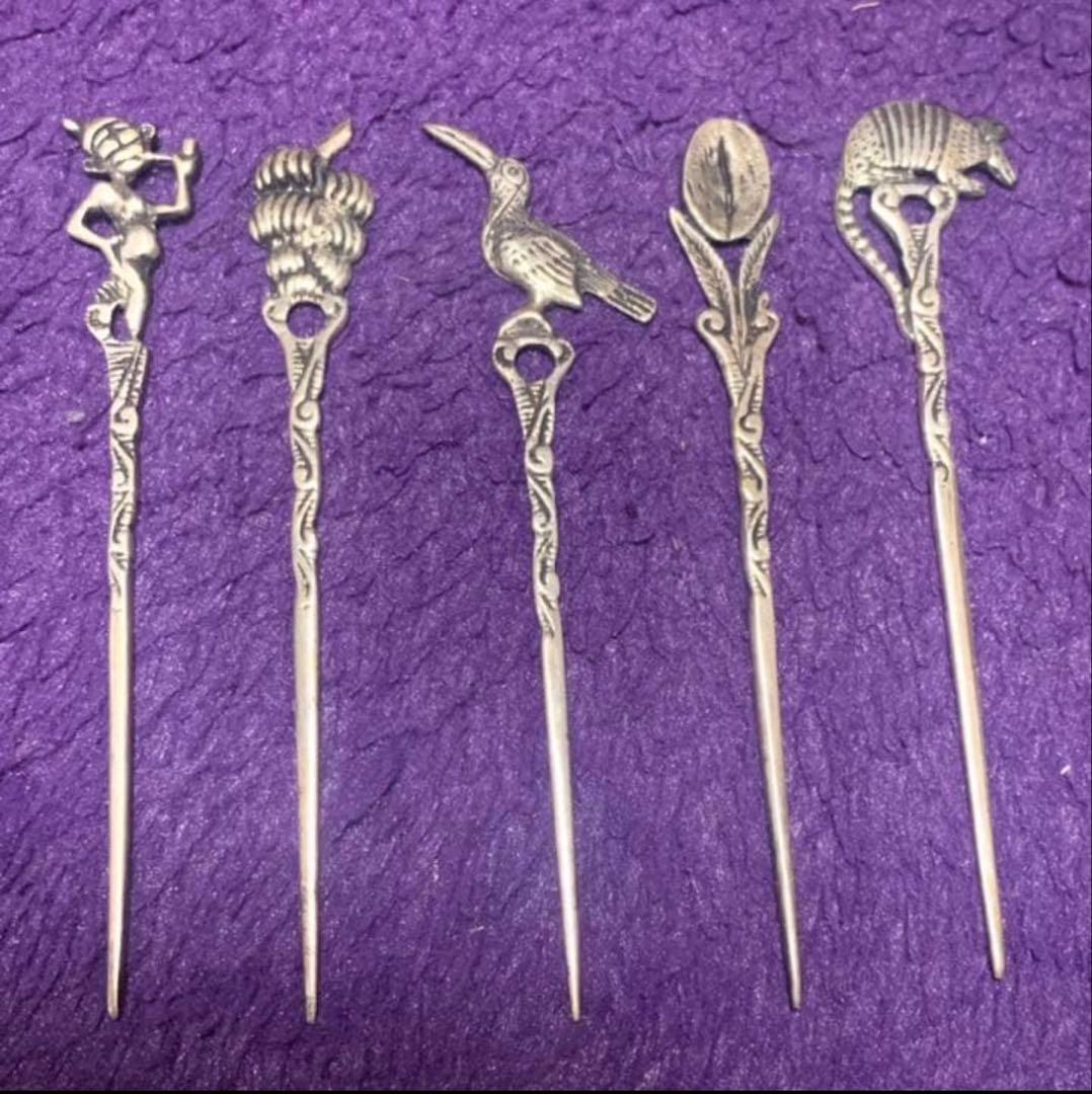 純銀　シルバー 900 オリーブピック デザート ピック　ブラジル　5本セット