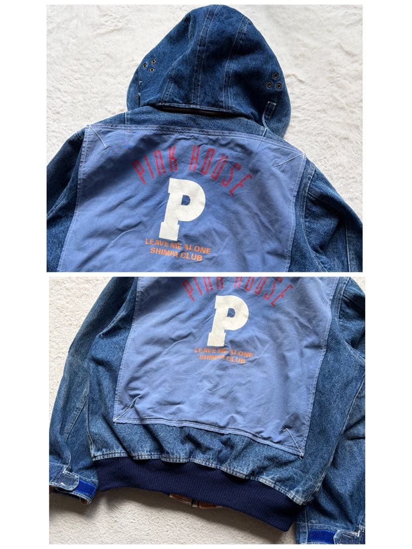 【美品】ピンクハウス デニムフライトジャケット デカロゴ フリル