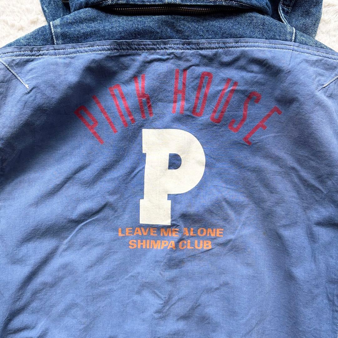 【美品】ピンクハウス デニムフライトジャケット デカロゴ フリル