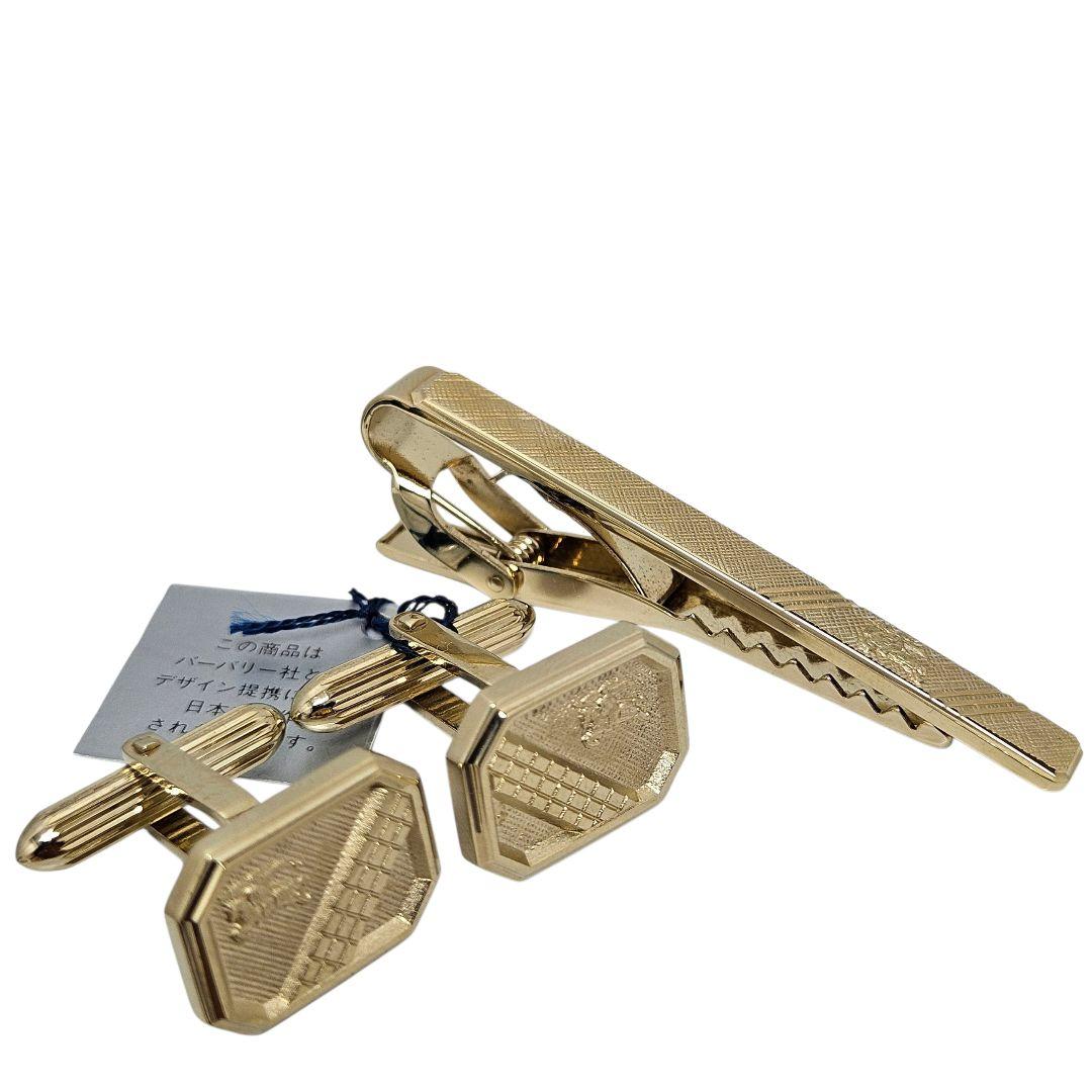 【未使用】Burberrys ネクタイピン カフス ゴールド 騎士 チェック