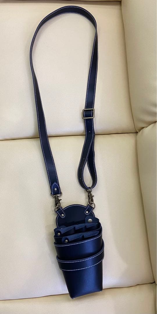 シザーケース　鞘　SAYA ポシェットタイプ　牛革　【ブラック】