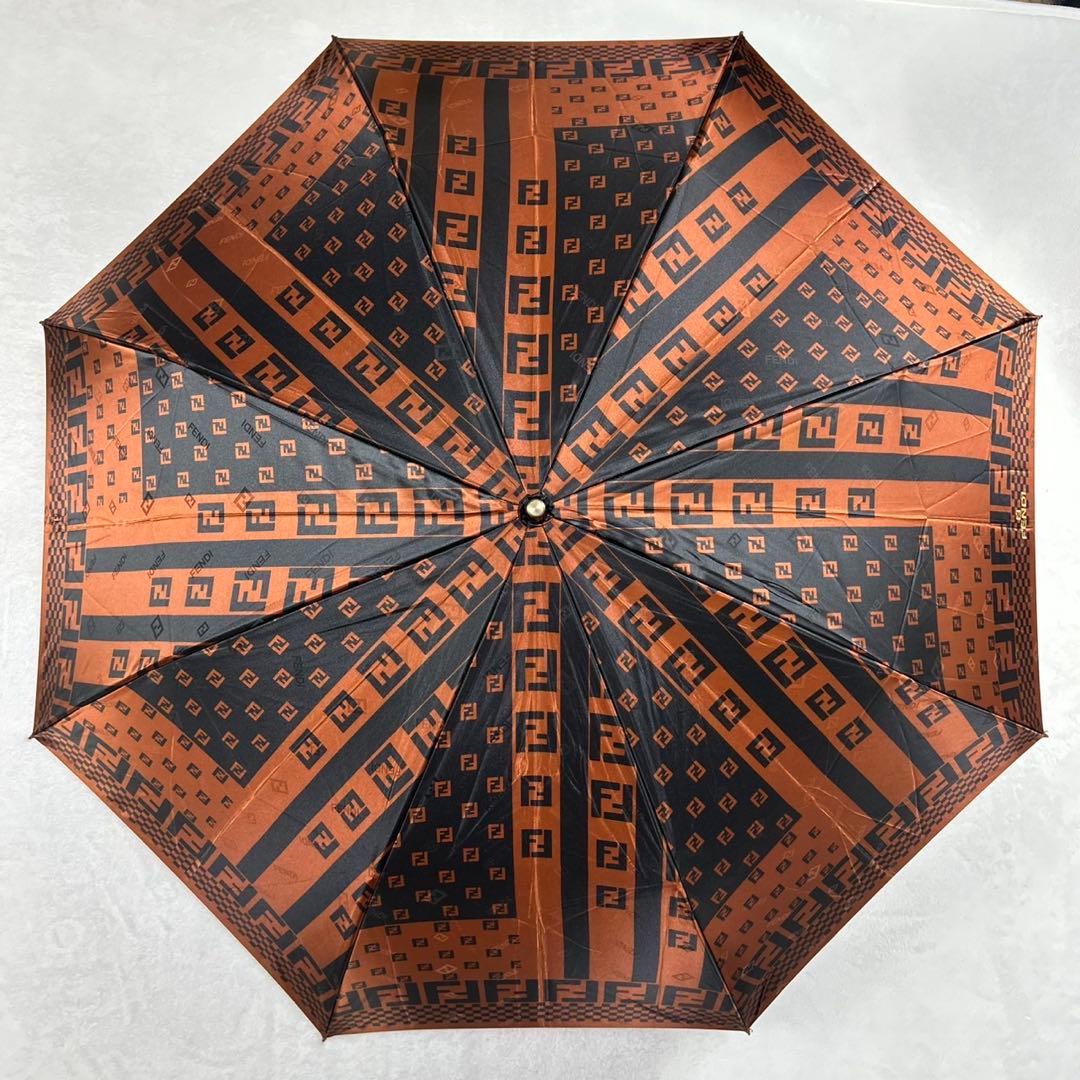 I327 新品未使用 FENDI フェンディ 折りたたみ傘 ブラウン レディース