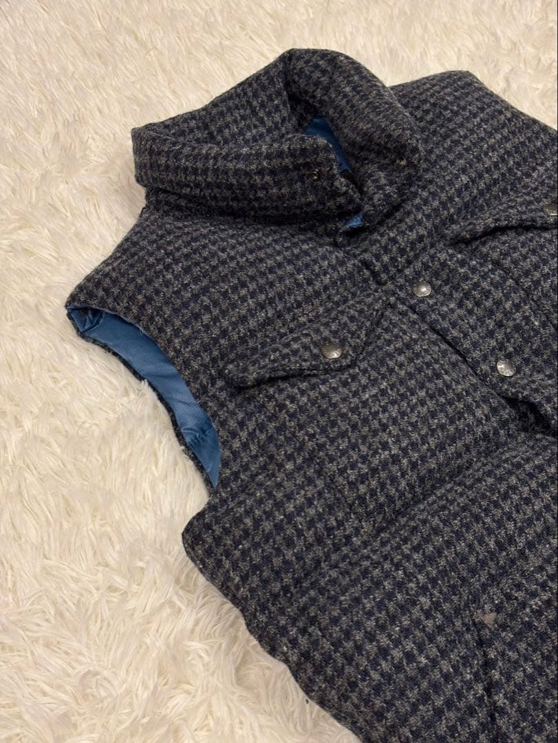 ナナミカ別注　ノースフェイス×ハリスツイード ダウンベスト M 千鳥格子柄