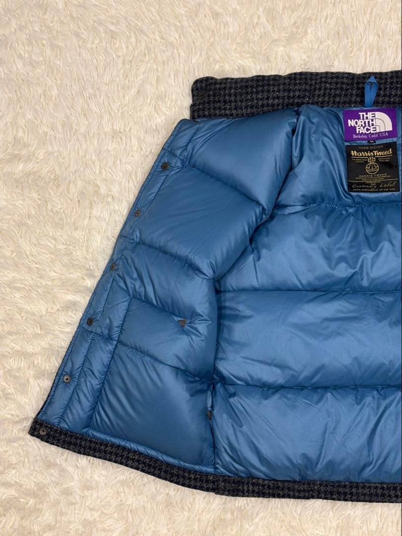 ナナミカ別注　ノースフェイス×ハリスツイード ダウンベスト M 千鳥格子柄