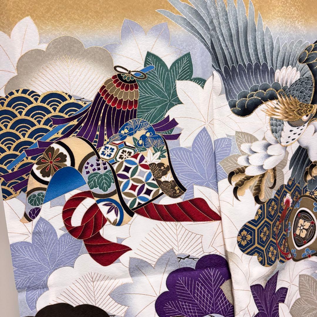 【新品】京芥子菜色（からしな）金刺繍 ぼかし染め京友禅❗️お宮参り 産着 正絹