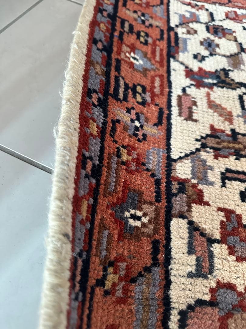 132×65 ヴィンテージラグ　二重織り　手織ラグ