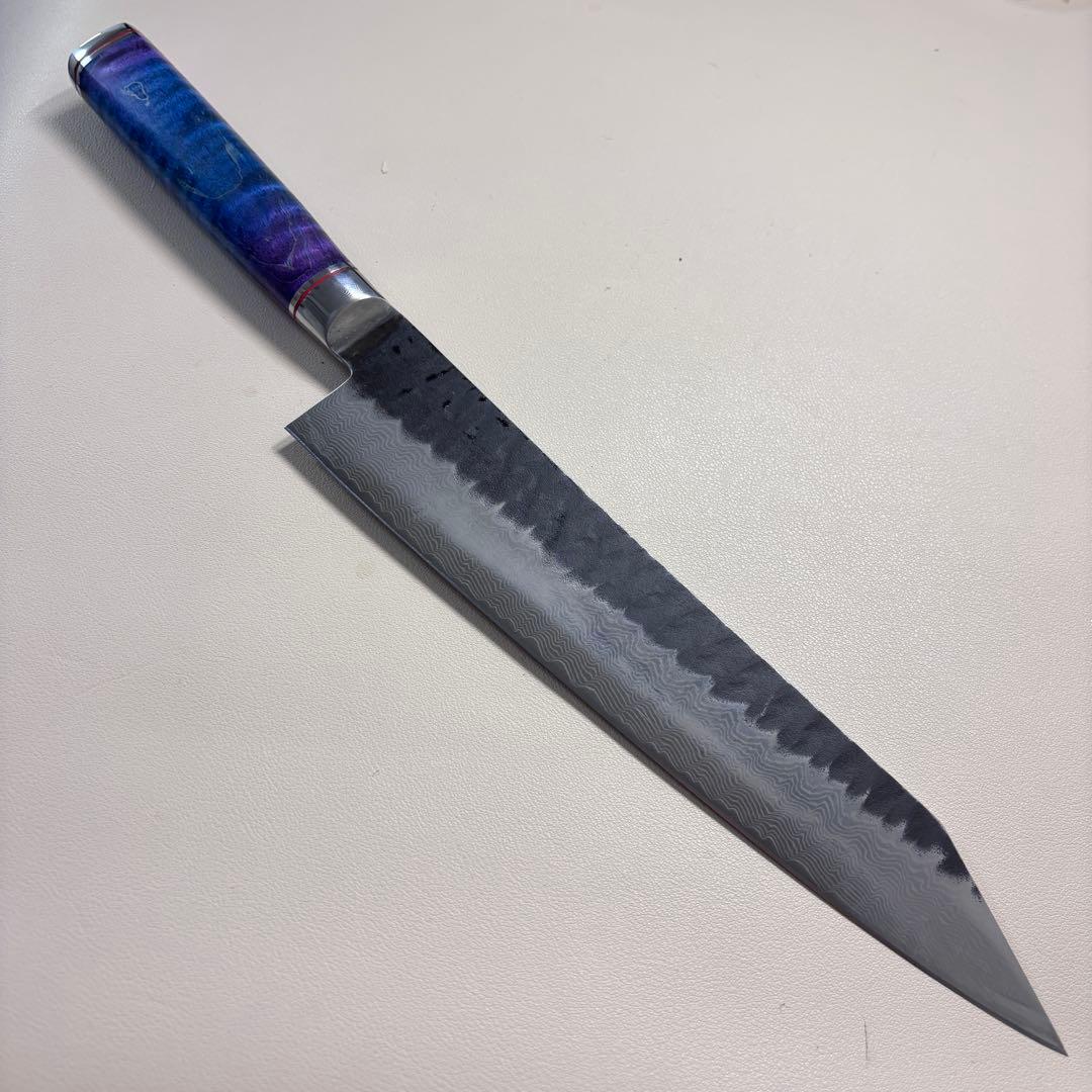 240mm黒打ちダマスカス　(切付型)牛刀シェフナイフ 牛刀【新品】