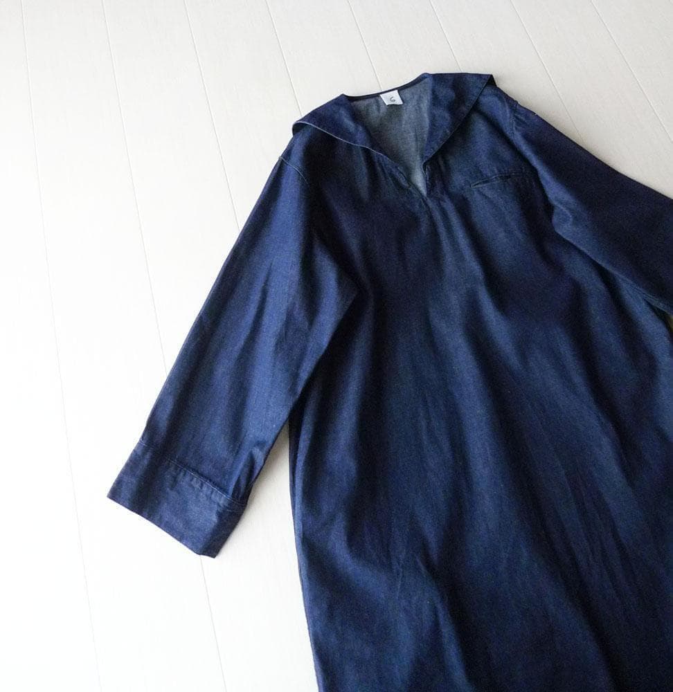 美品 ROKU ロク 2,3万 デニム セーラーカラー ワンピース B&Y Z