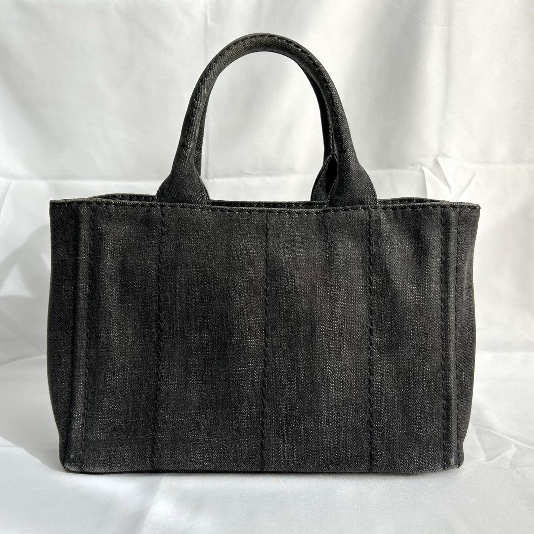 美品　プラダ　カナパ　2way　トートバッグ　デニム　ショルダーバッグ　ブラック