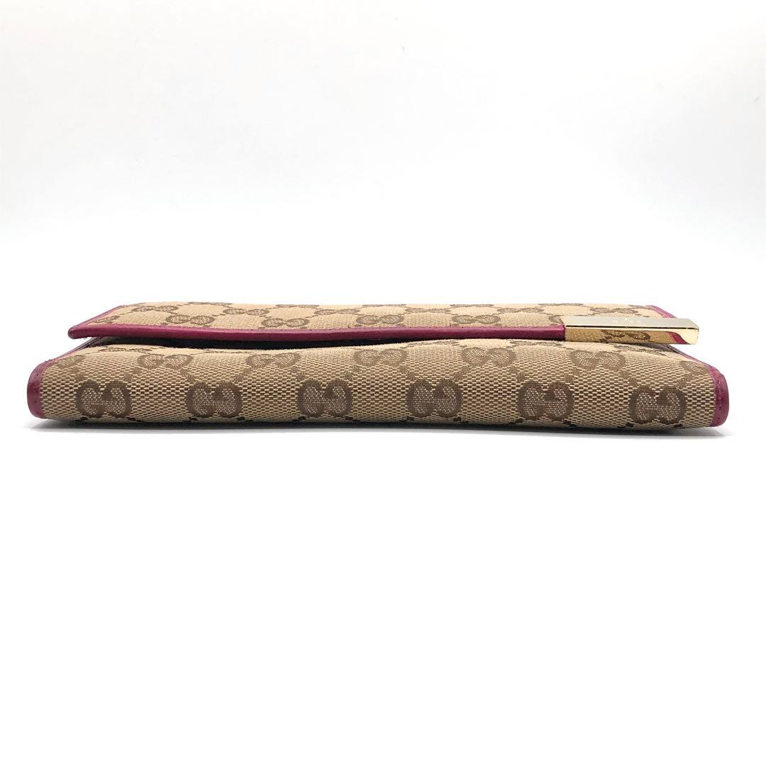 グッチ 長財布 プレート フラップ GGキャンバス レザー