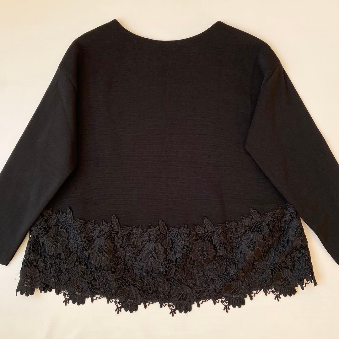 【美品】ビアズリー　カットソー　刺繍レース　カットワーク　プルオーバー　花柄　F