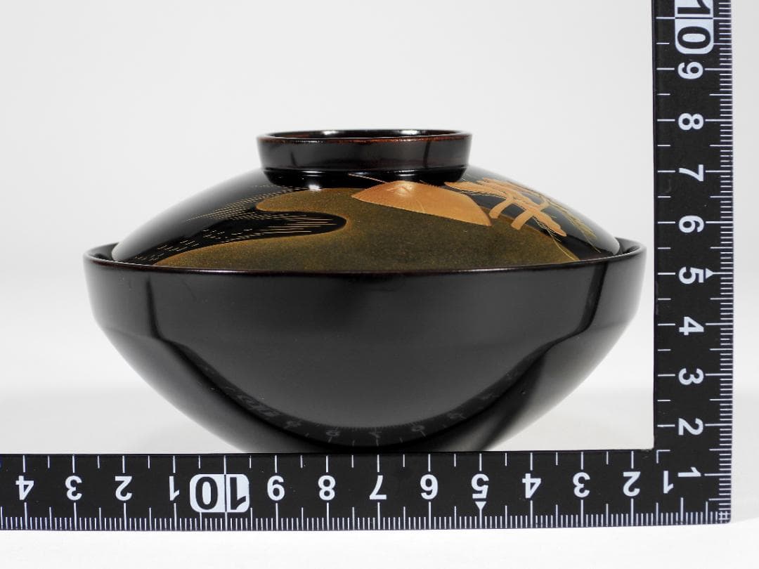 金蒔絵　風景図　木製漆器 輪島　汁椀蓋碗5客セット　吸物碗