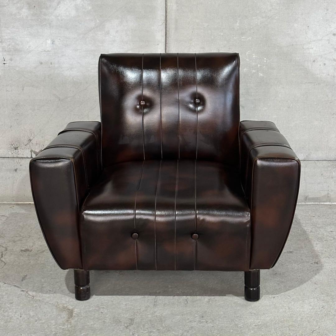 ✦1960年〜1970年✦昭和レトロソファ ヴィンテージ 一人掛け ブラウン合皮
