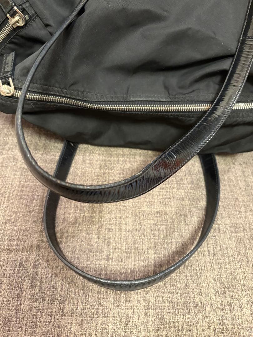 【のんびり◡̈⃝】プラダ ミニボストン ハンドバッグ ナイロン レザー