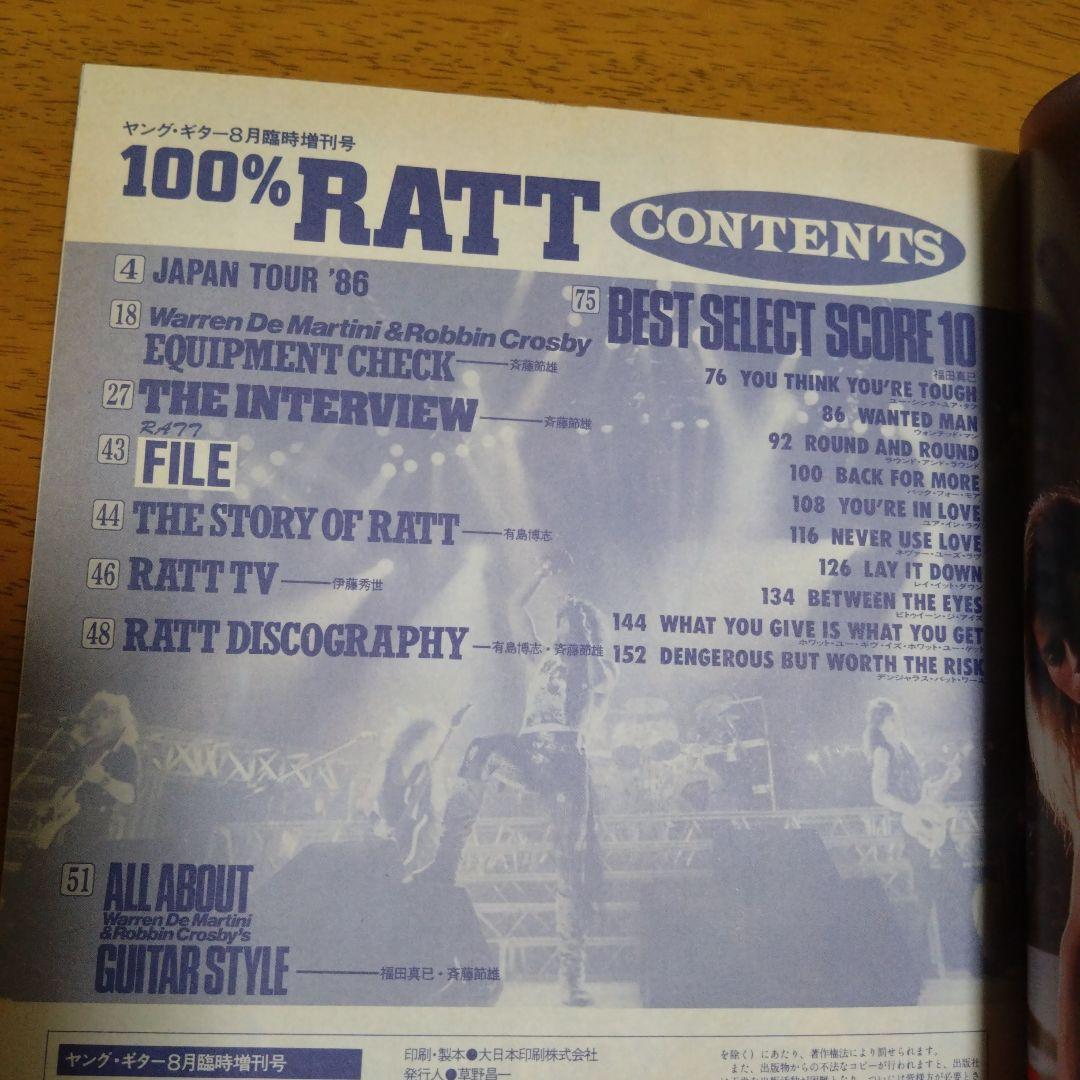 100% RATT 1986年ヤング・ギター8月臨時増刊号
