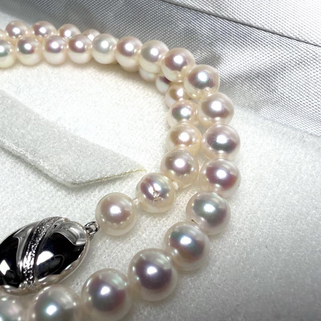 【テリ最強/美品】あこや パール 本真珠 ネックレス 7.5mm シルバー刻印