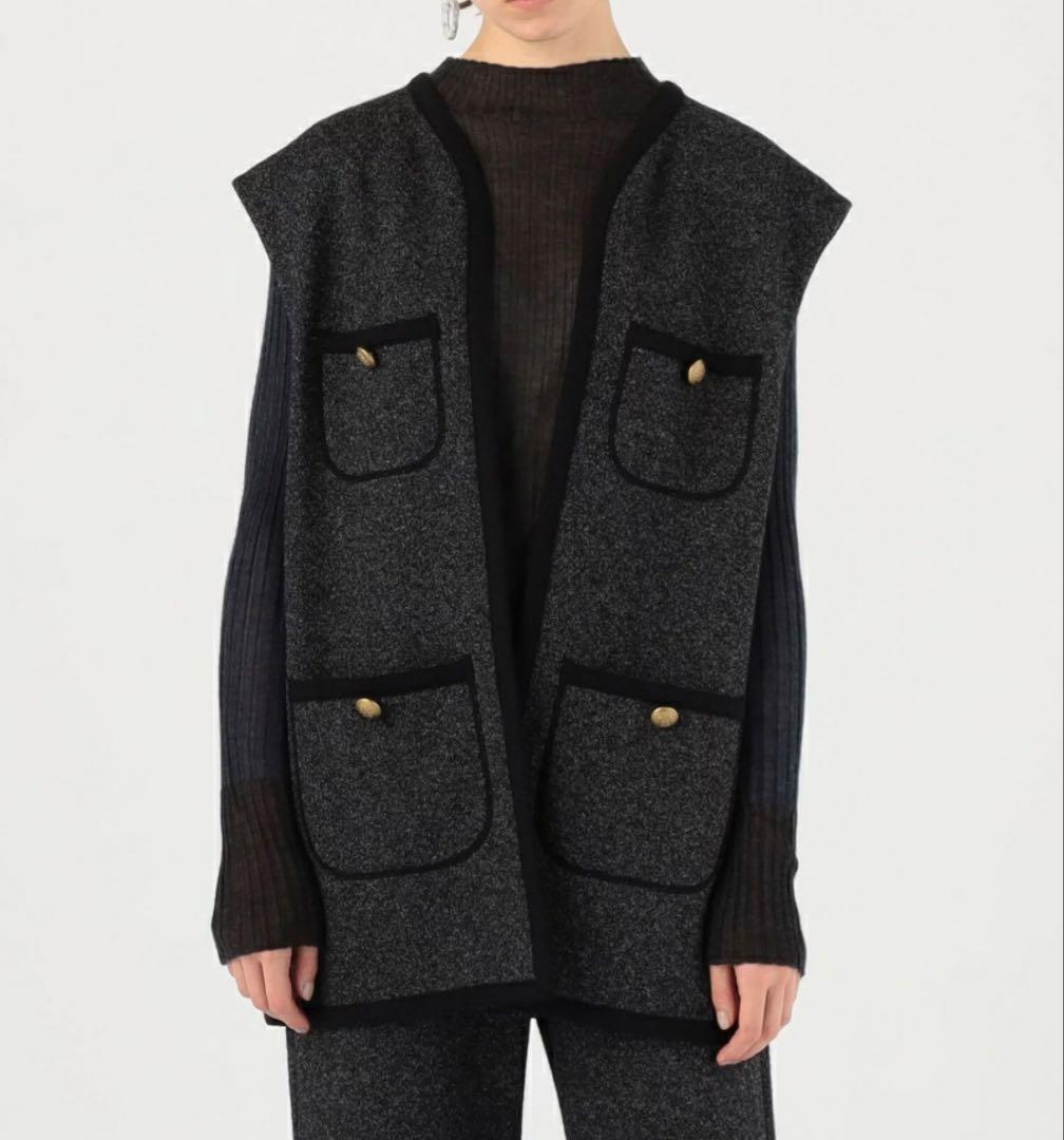 美品！DES PRES ヘリンボーンバックフロントオープンジレ トゥモローランド