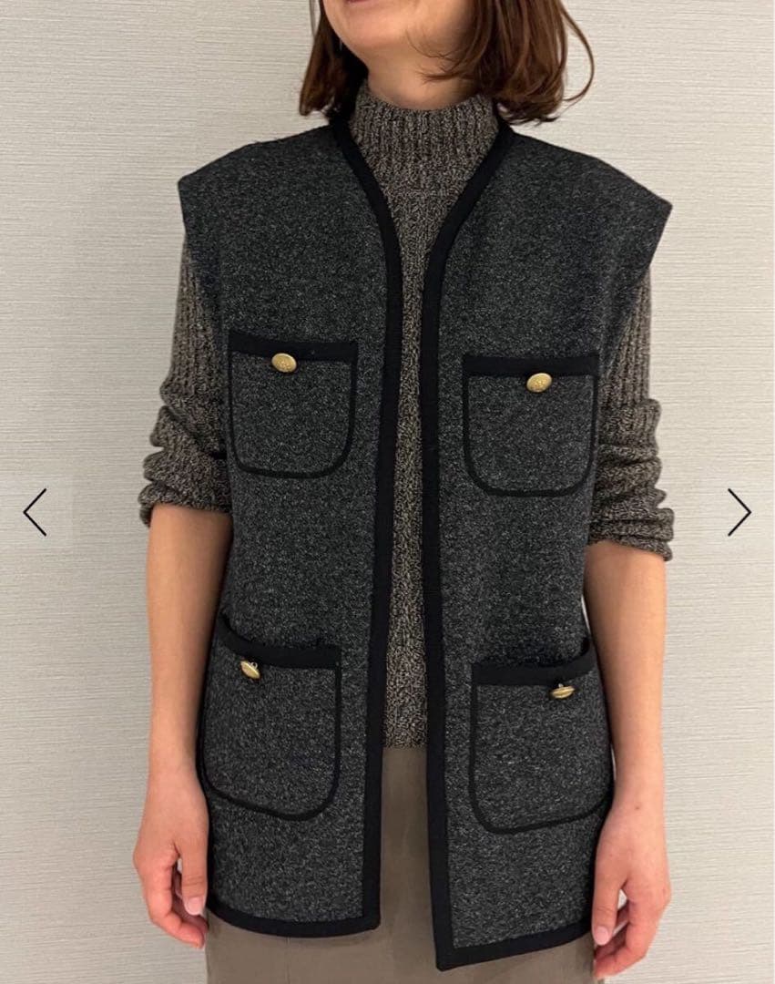 美品！DES PRES ヘリンボーンバックフロントオープンジレ トゥモローランド