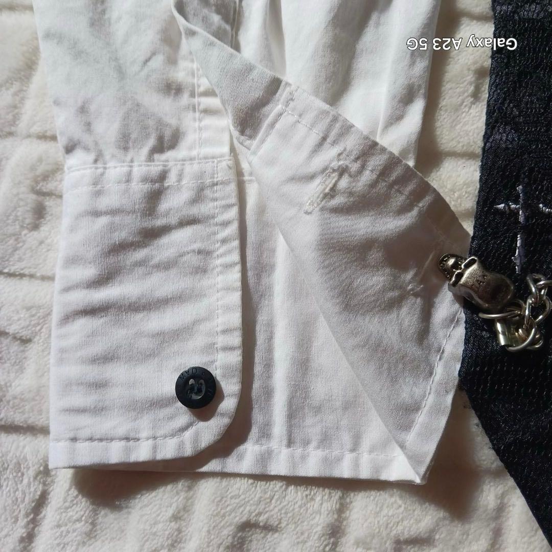 ゴス パンク ボンテージシャツ L 袖脱着式 レース ネクタイ スカルチェーン