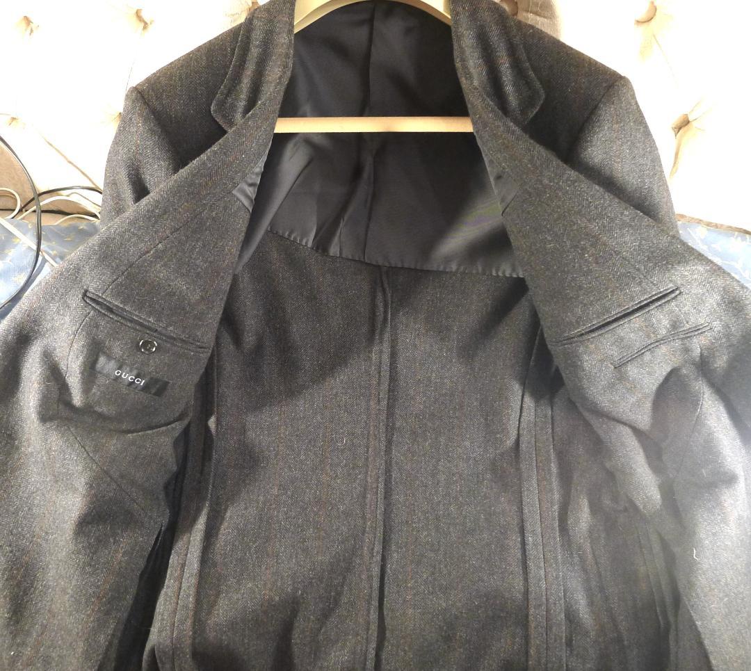 メンズ●【GUCCI】グレーベース ブラウンストライプ ジャケット美品●