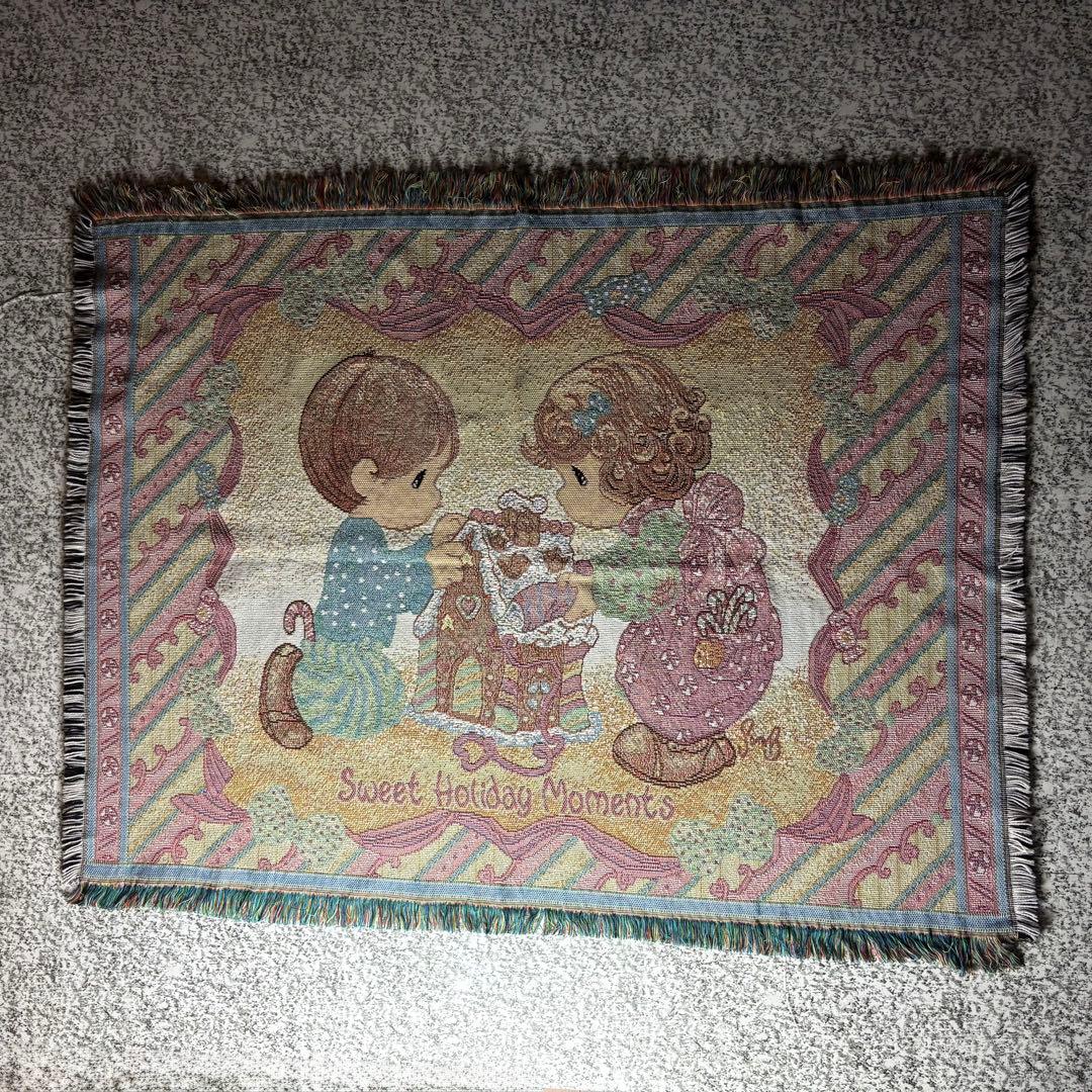 【90s USA製】プレシャスモーメント　ヴィンテージラグ　タペストリー　マット