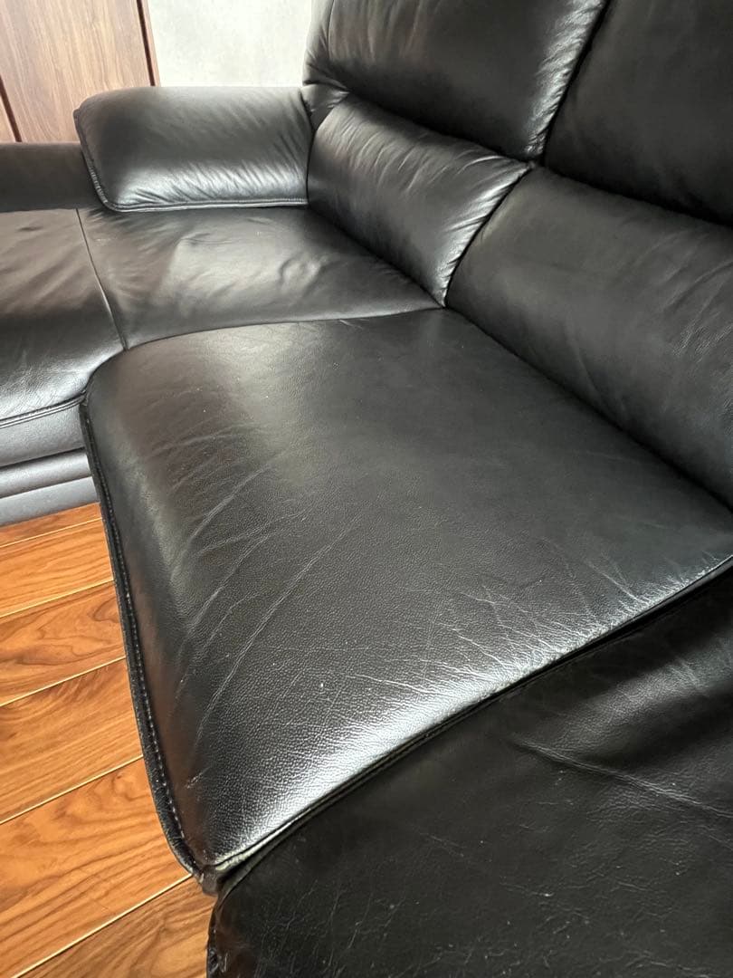 ニトリ　本革カウチソファ　4人掛け