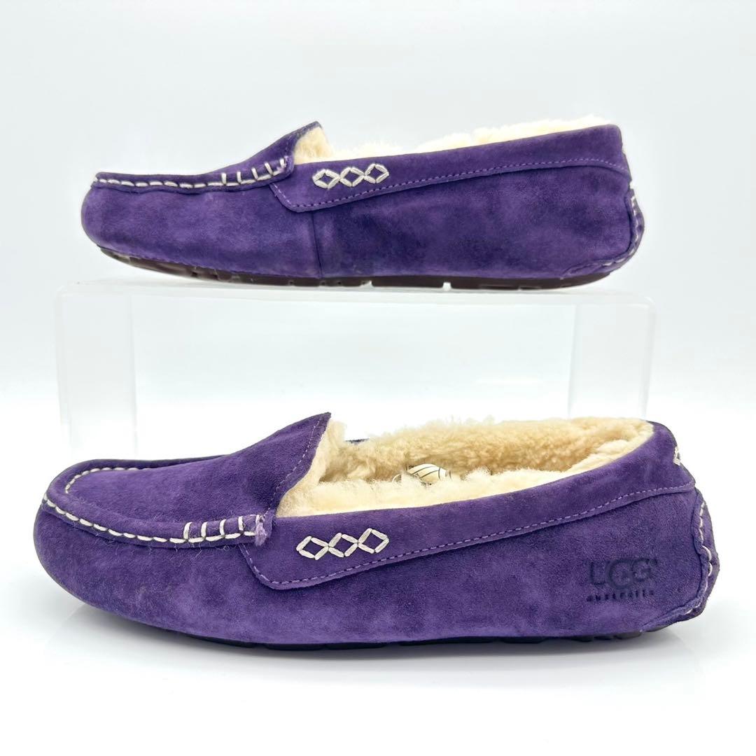 【美品】アグ アンスレー モカシン パープル スエード ムートン ローファー