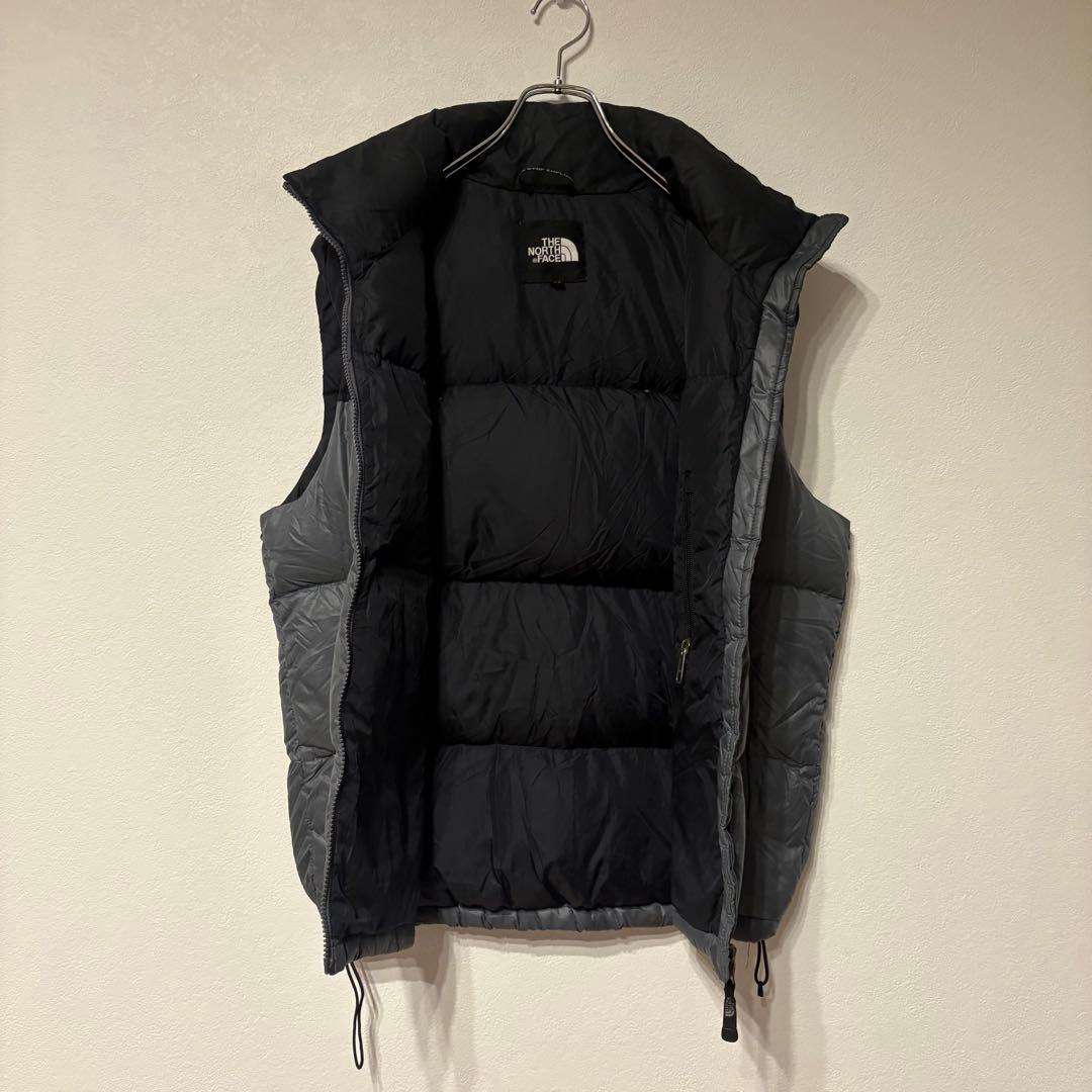ノースフェイス ダウンベスト ヌプシ メンズ M グレー 刺繍ロゴ 700フィル