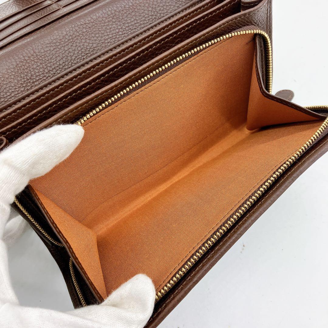 極美品【CI-VA】長財布　ロゴ型押し　レザー　ダークブラウン