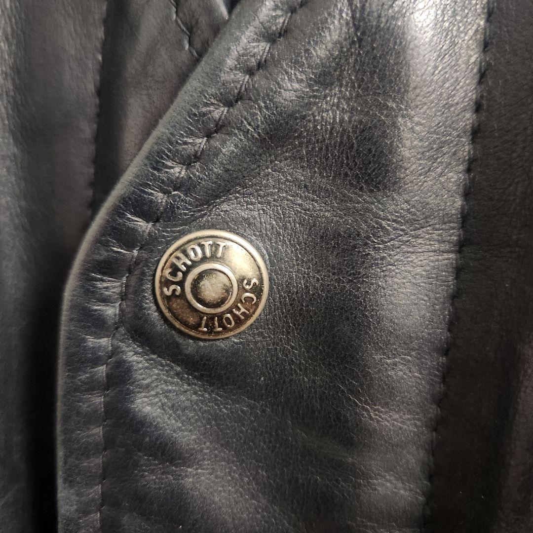 80s90s USA製 Schott レザーダウンベスト 40 グースダウン