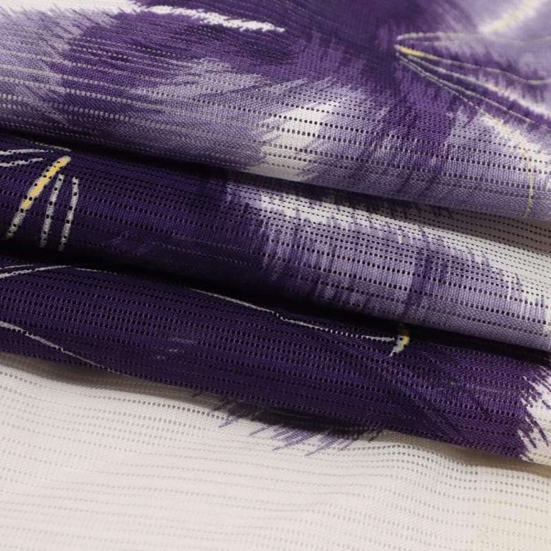 《夏着物『綿絽』小紋◆ツカモト市田『夢工房』紫の花■白■木綿◆US7-14》