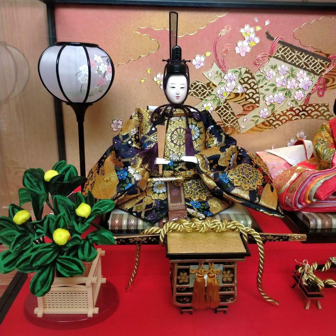 美品 雛人形 親王飾 人形の久月 ガラスケース入り 防虫剤付き