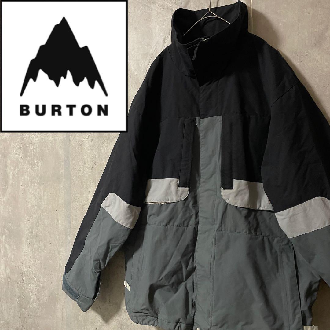 Burtonバートンスキーウェアスノーボードジャケット黒ブラック灰色グレー刺繍