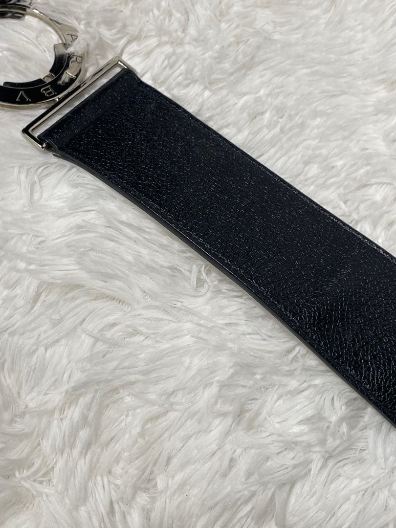 BVLGARI 本革 太ベルト ブラック シルバー金具 ロゴバックル