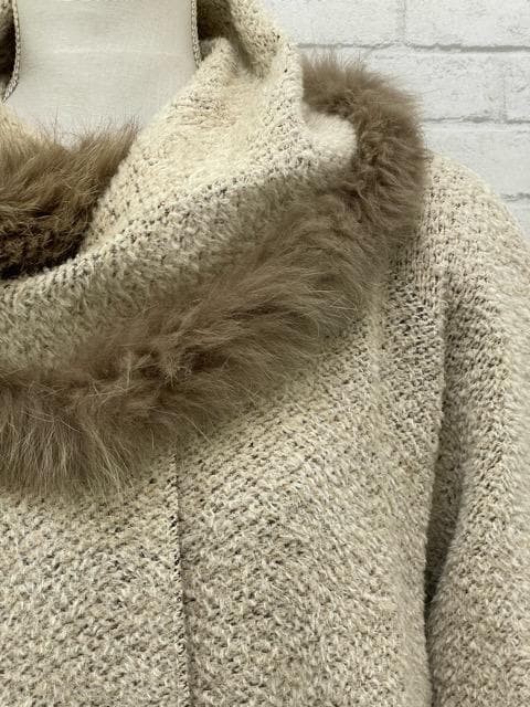 (K11156) Rossa アルパカ入りウールフォックスファー付きロングコート