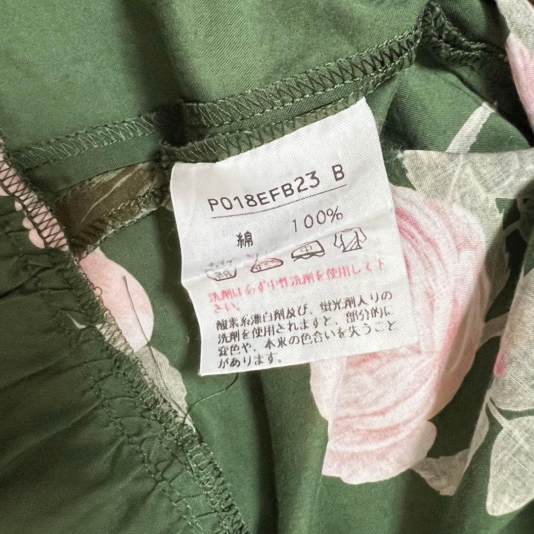 ピンクハウス　花柄　ティアードチュニック フリル　リボン　パフスリーブ　花ボタン