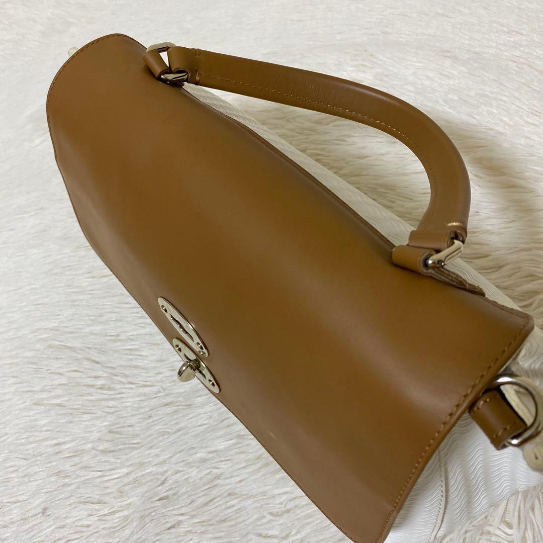 ザネラート ポスティーナ レザー ターンロック ハンドバッグ 2WAY 美品