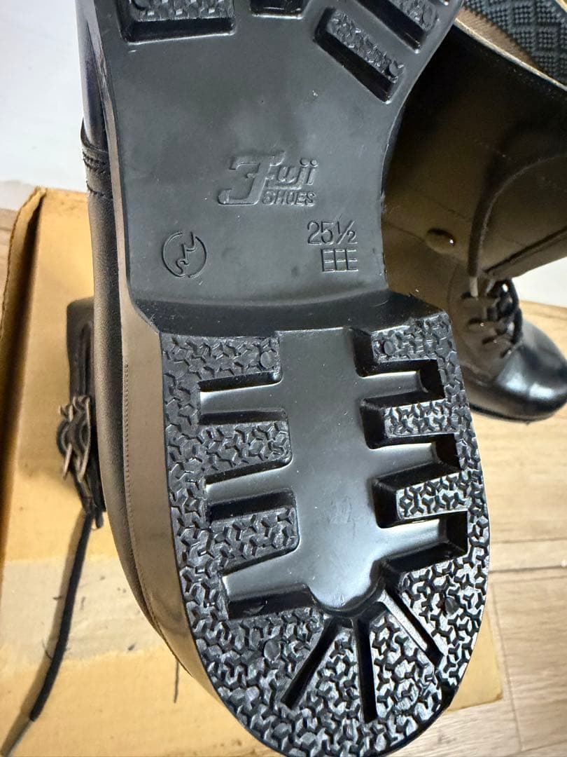 警察隊使用 編み上げブーツ 予備品 未使用 本革 25.5cm