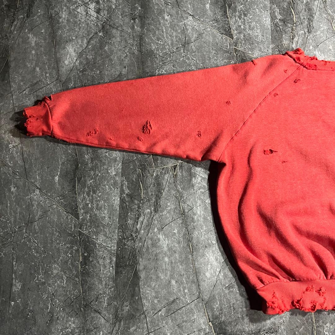 adidas 80s 鬼フェード スウェット ボロ ラグラン ビンテージ 赤