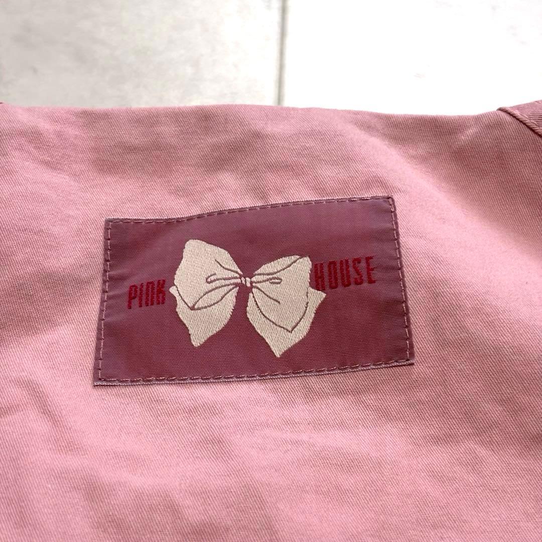 【未使用】ピンクハウス ノーカラージップアップジャケット 刺繍ロゴ L ピンク