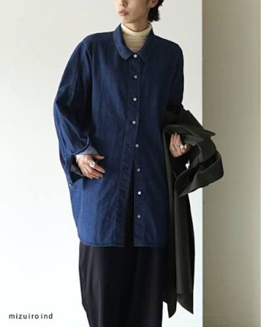 mizuiro ind デニムワイドシャツ　岡山デニム　タグ付き