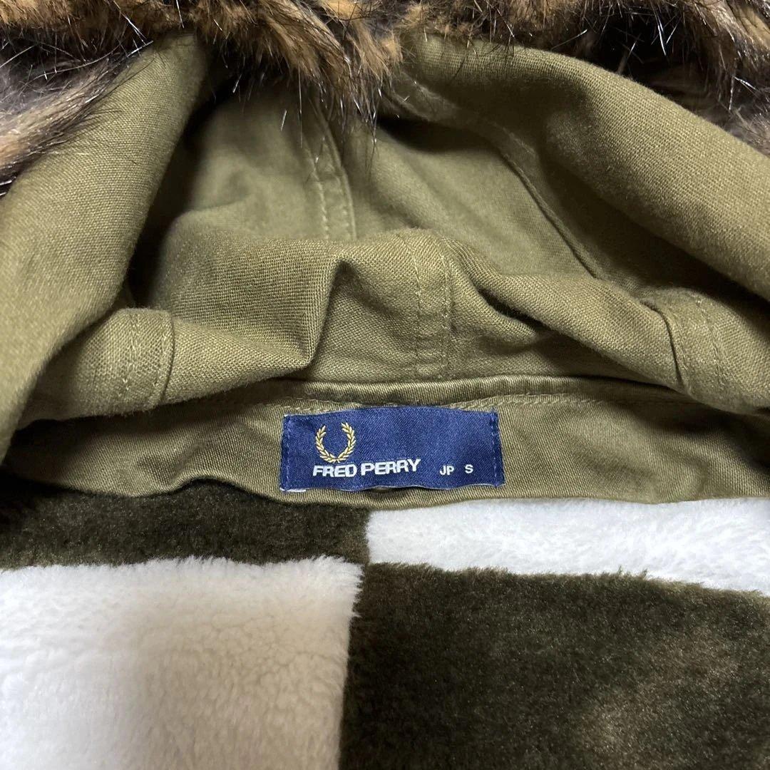 美品⁂フレッドペリー⁂モッズコート　ブロックチェックボアライナー　カーキ　S
