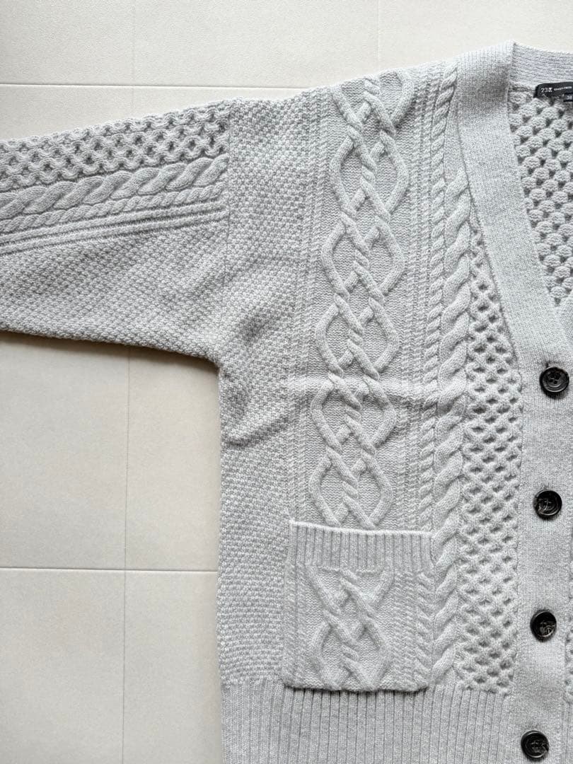 23区 ウールカシミヤ アランパターン カーディガン