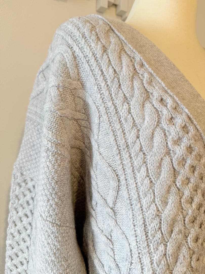 23区 ウールカシミヤ アランパターン カーディガン