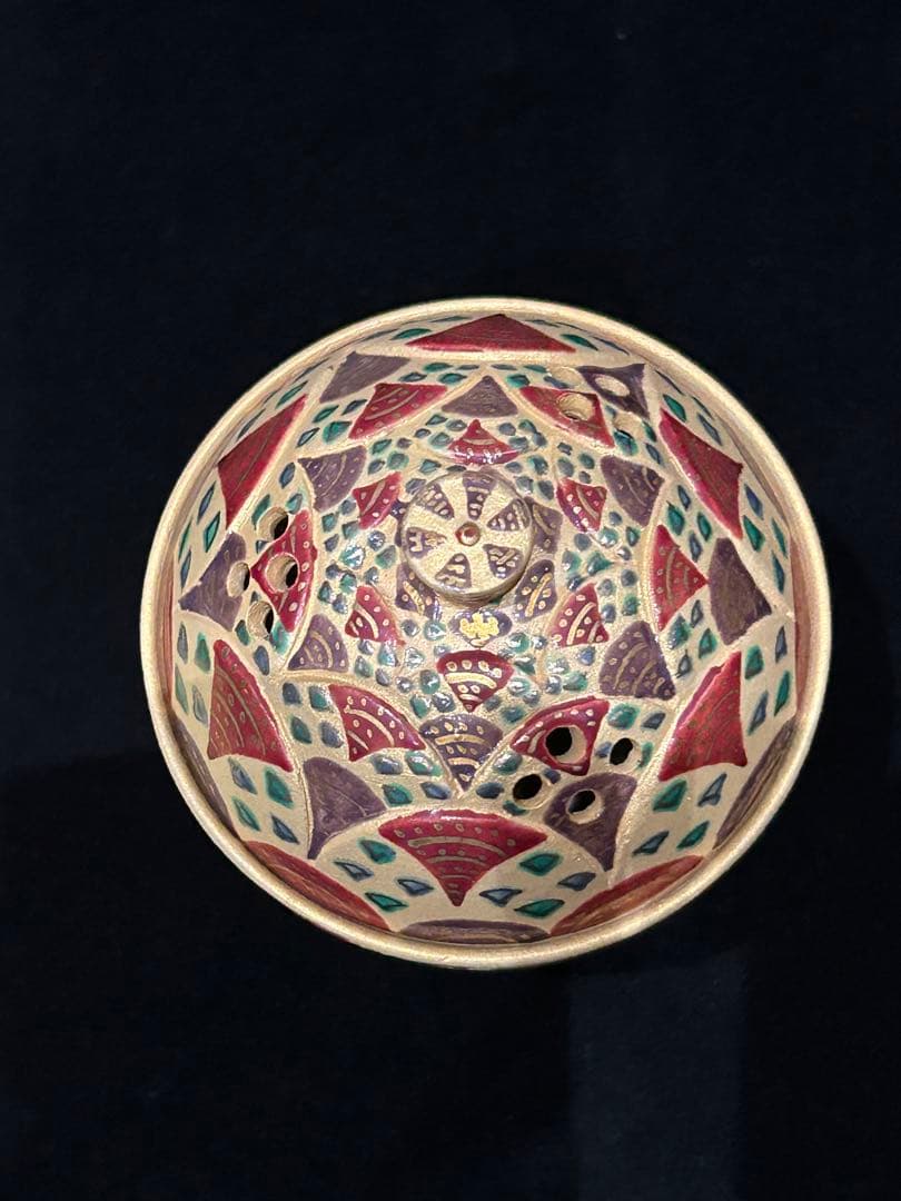 香炉　黄交趾丸紋香爐　洸春窯　京焼　清水焼