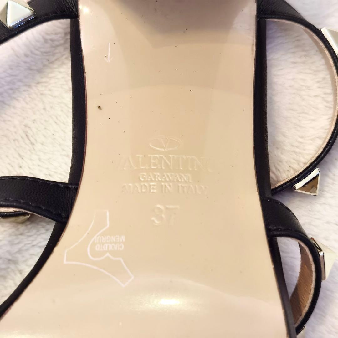 現行 ヴァレンティノ ロックスタッズ ヒールサンダル ブラック ゴールド 37