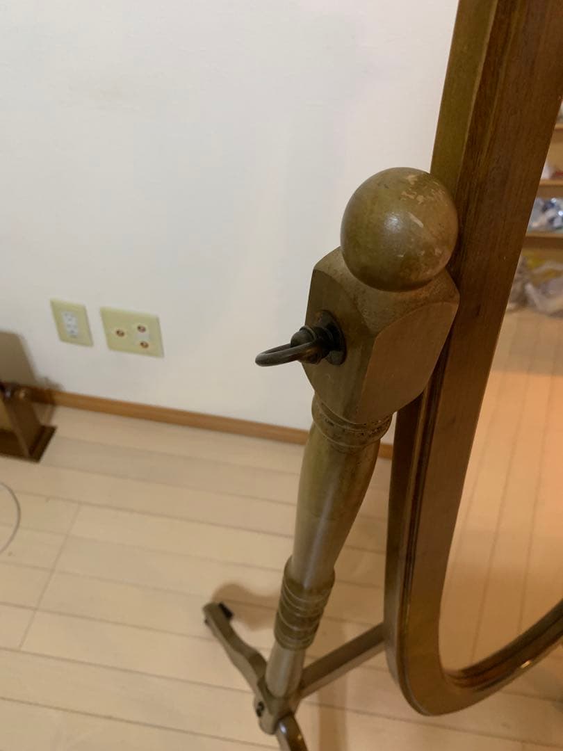 スタンドミラー　オーバル型　レトロ　ヴィンテージ　全身鏡　木製　姿見