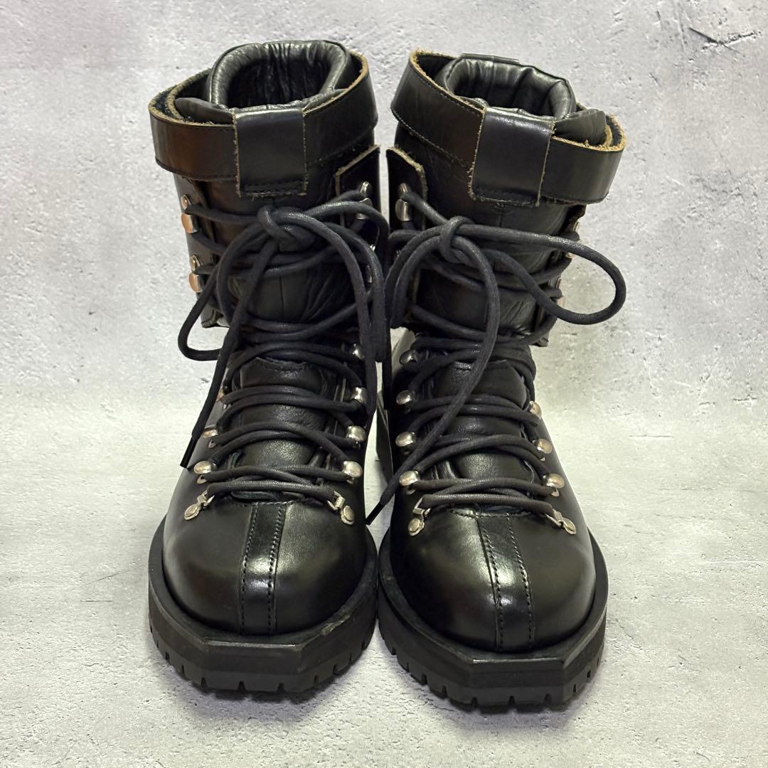 美品　サカイ　sacai (38) レースアップブーツ　バックジップ　レザー　黒