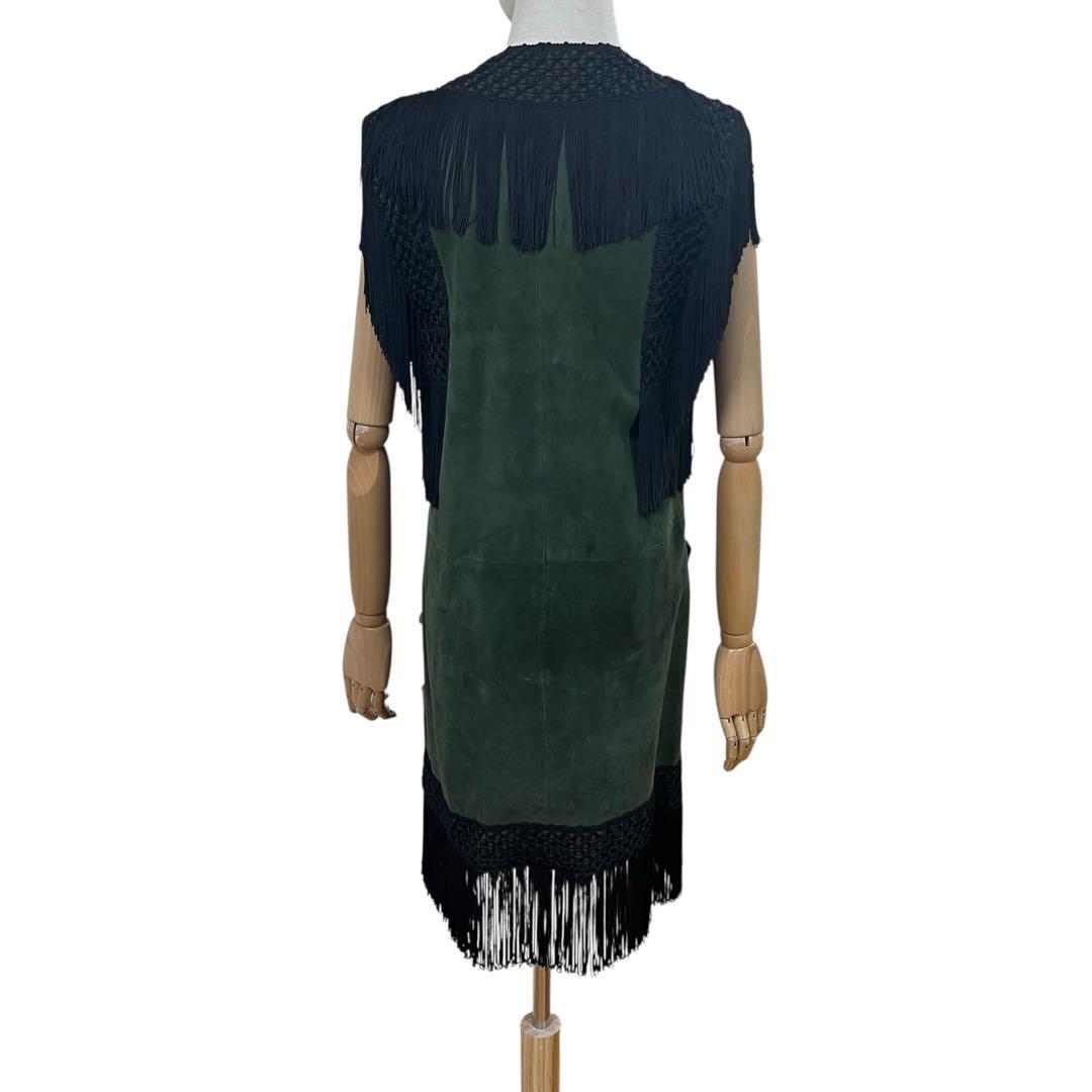 MOSCHINO モスキーノ　ヴィンテージ　オールド　レザージレ　フリンジ　花柄